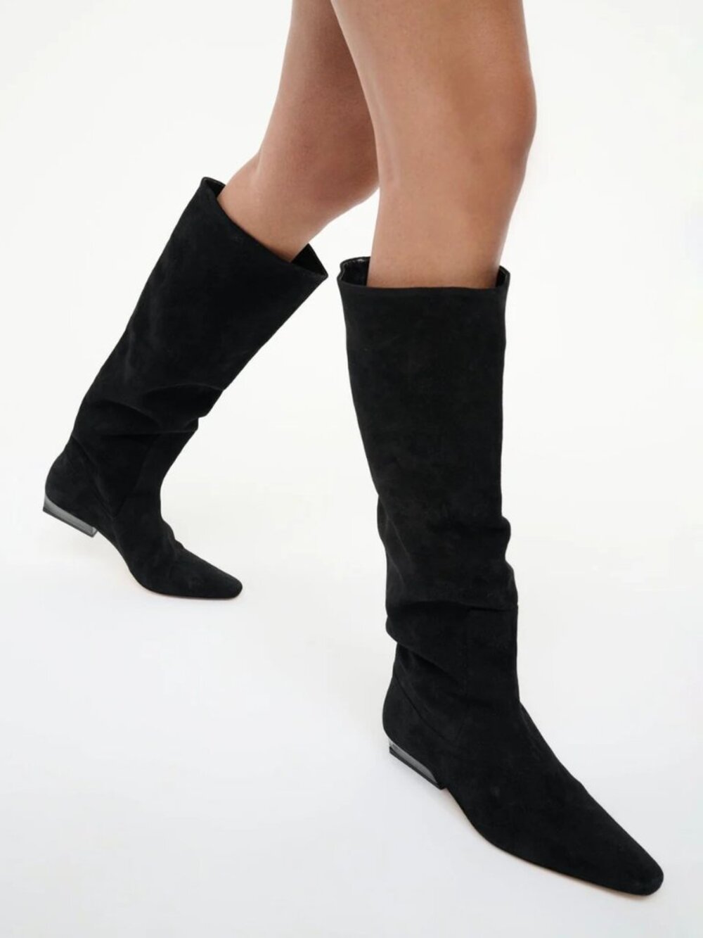 STAUD WALLY FLAT BOOT BLACK SUEDE BRAND NEW